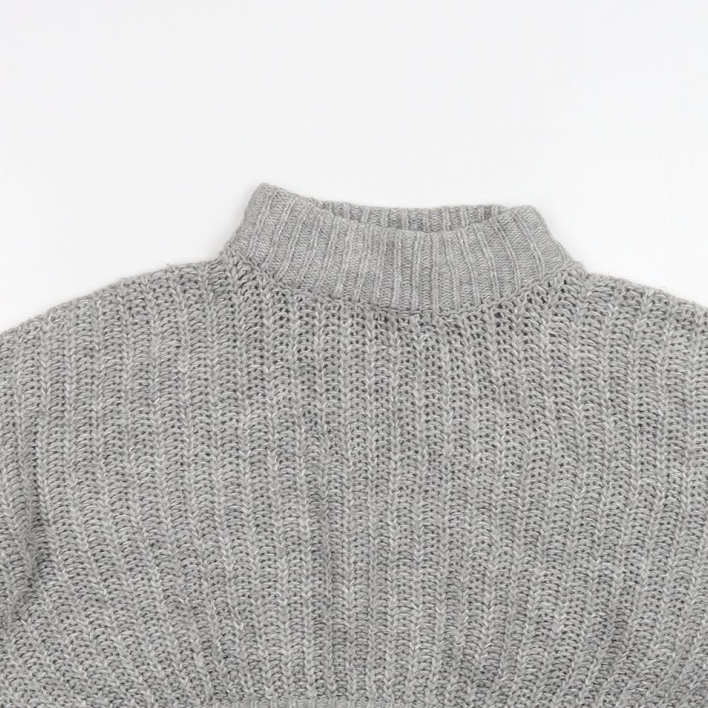H&M Womens Grey Mock Neck  Acrylic Pullover Jumper Size XS   - Cropped