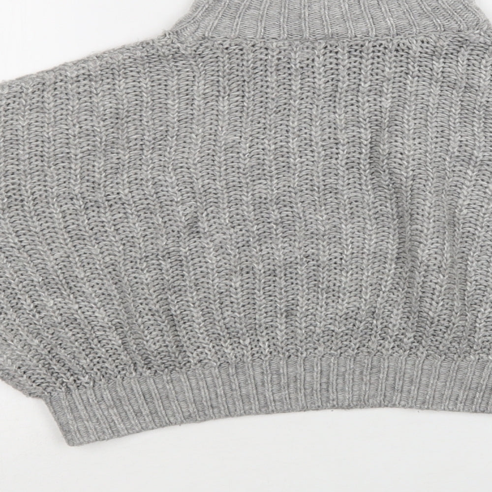 H&M Womens Grey Mock Neck  Acrylic Pullover Jumper Size XS   - Cropped
