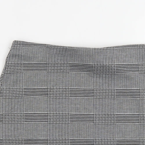 H&M Womens Grey Check Polyester Mini Skirt Size XS