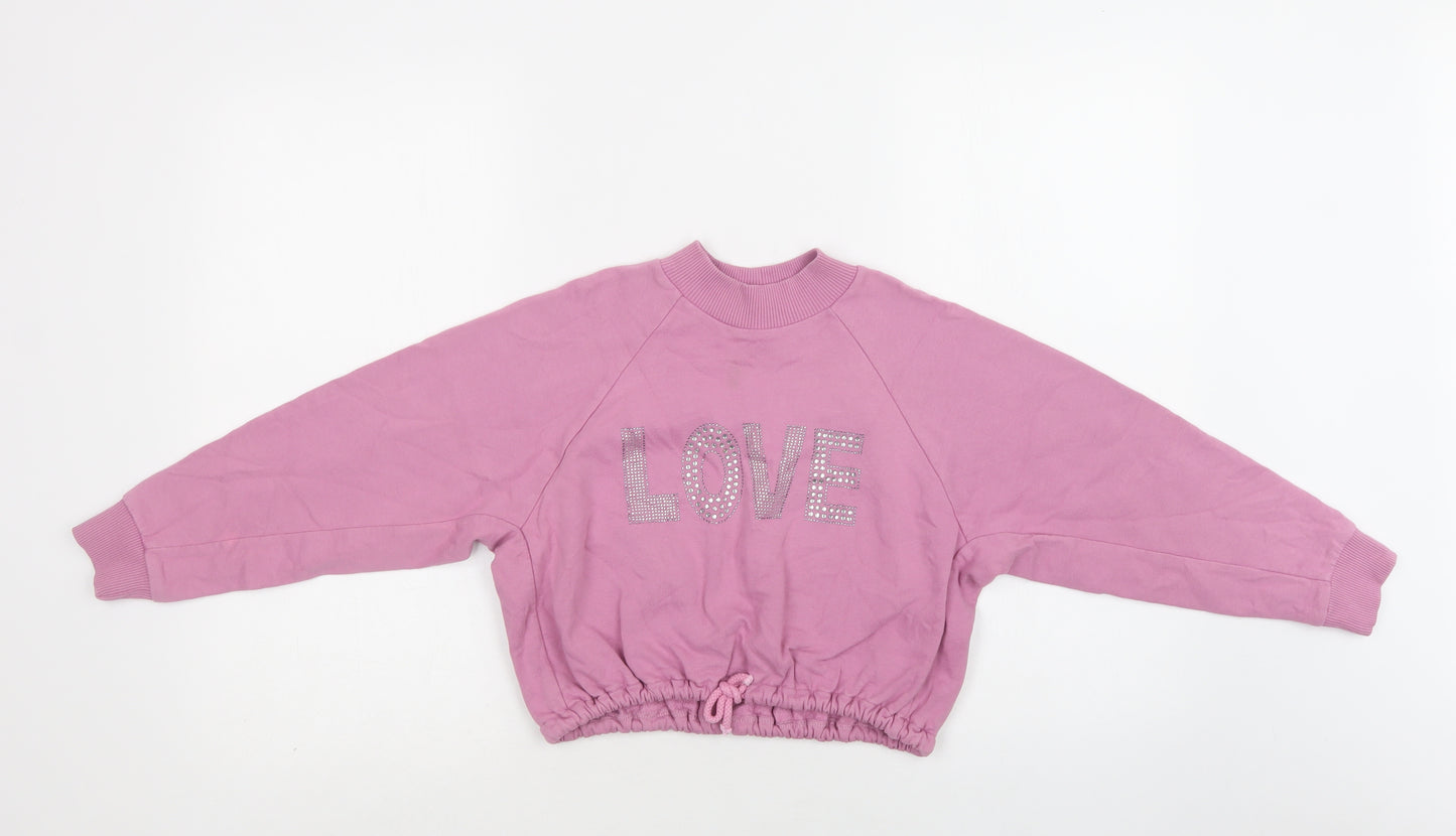 NEXT Girls Purple  Cotton Pullover Sweatshirt Size 9 Years   - Love