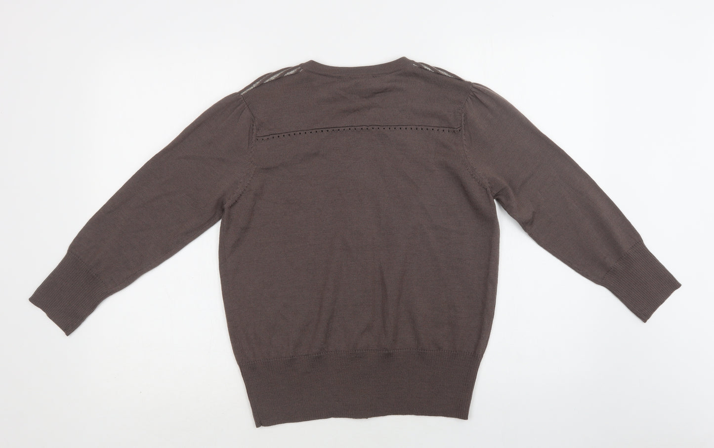 Jasper Conran Womens Brown Round Neck  Wool Cardigan Jumper Size 14