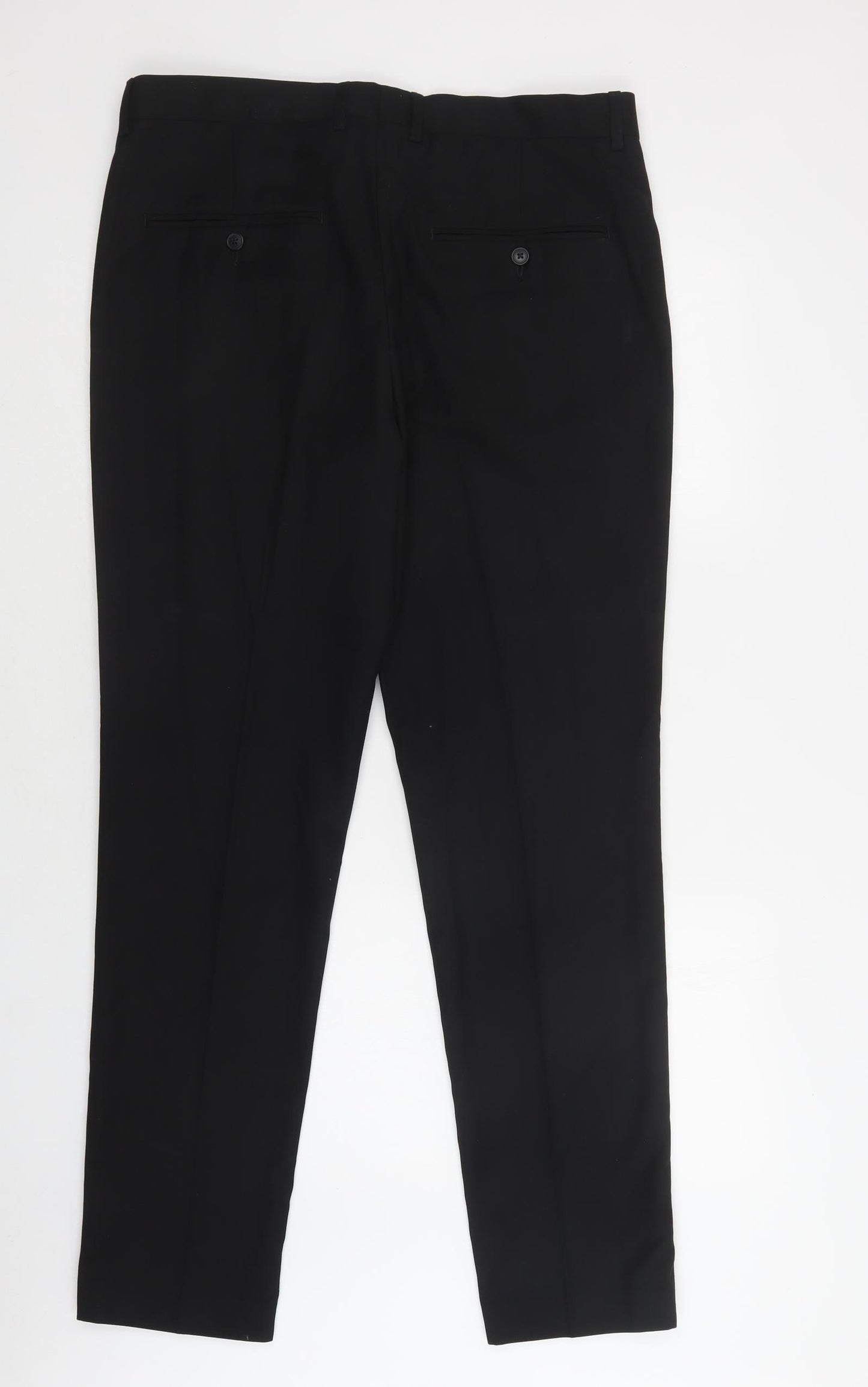 H&M Mens Black  Polyester Dress Pants Trousers Size 38 L34 in Regular Hook & Loop