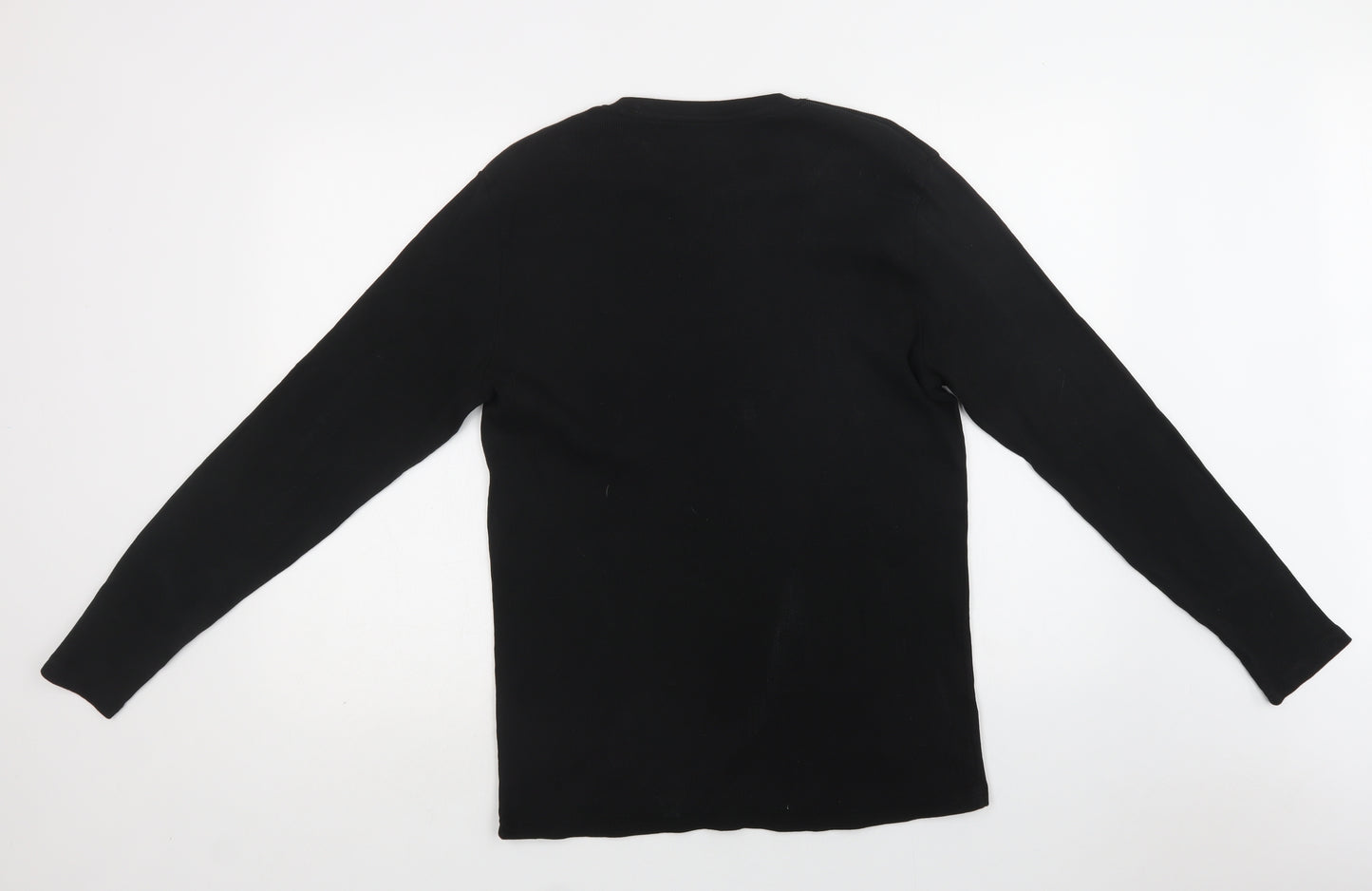 Primark Mens Black  Cotton  T-Shirt Size XL Henley