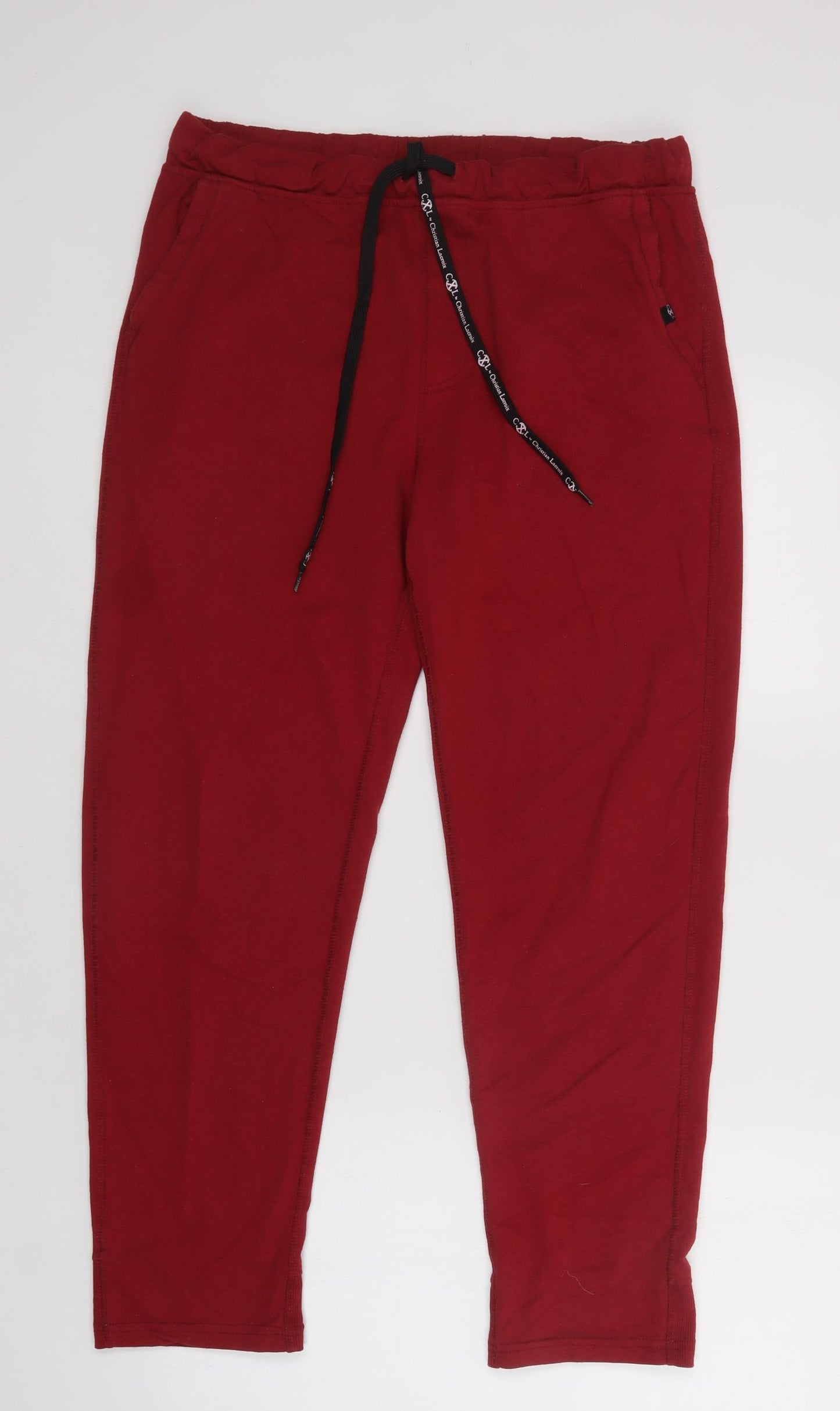 Christian Lacroix Mens Red  Cotton Jogger Trousers Size L L30 in Regular Drawstring