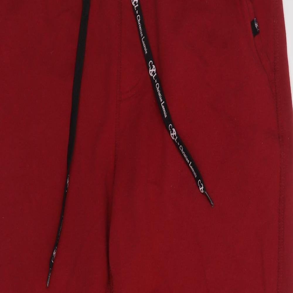 Christian Lacroix Mens Red  Cotton Jogger Trousers Size L L30 in Regular Drawstring