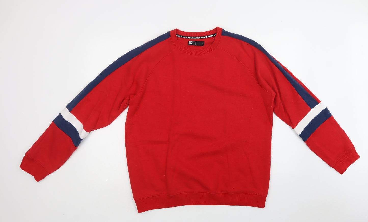 Matalan Mens Red Striped Cotton Pullover Sweatshirt Size L