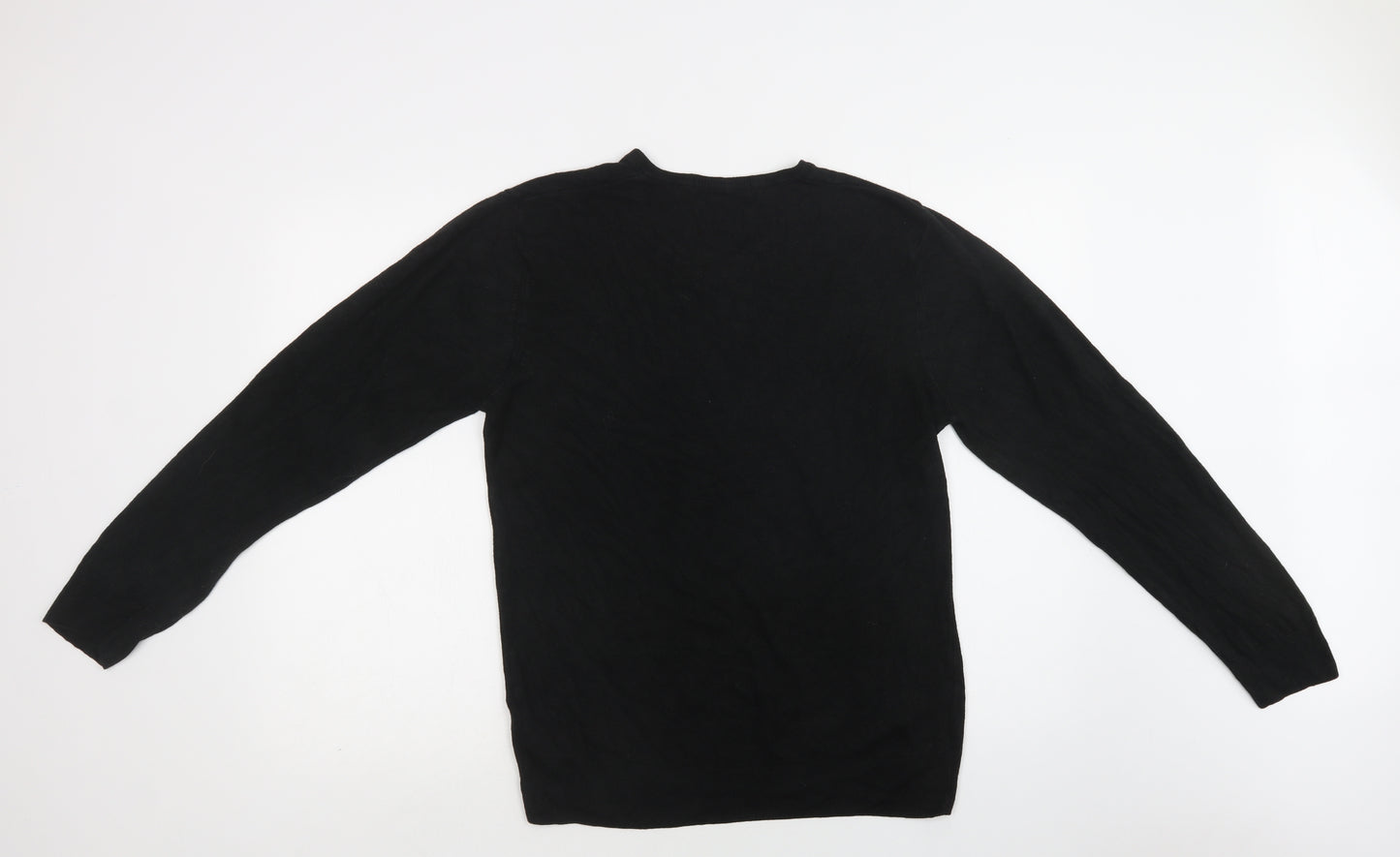 M&S Mens Black V-Neck  Acrylic Pullover Jumper Size L