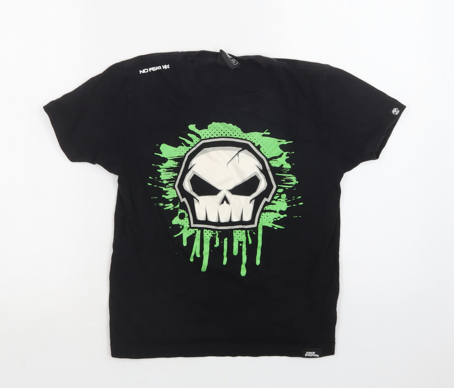 No Fear Boys Black  Cotton Basic T-Shirt Size 9-10 Years Crew Neck  - Skull