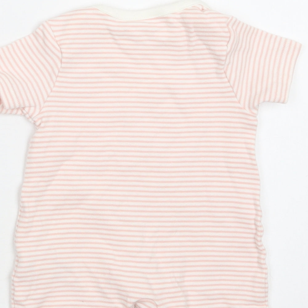 M&S Baby Pink Striped Cotton Romper One-Piece Size 0-3 Months  Snap