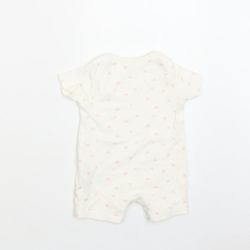 M&S Baby White Geometric Cotton Romper One-Piece Size 0-3 Months  Snap