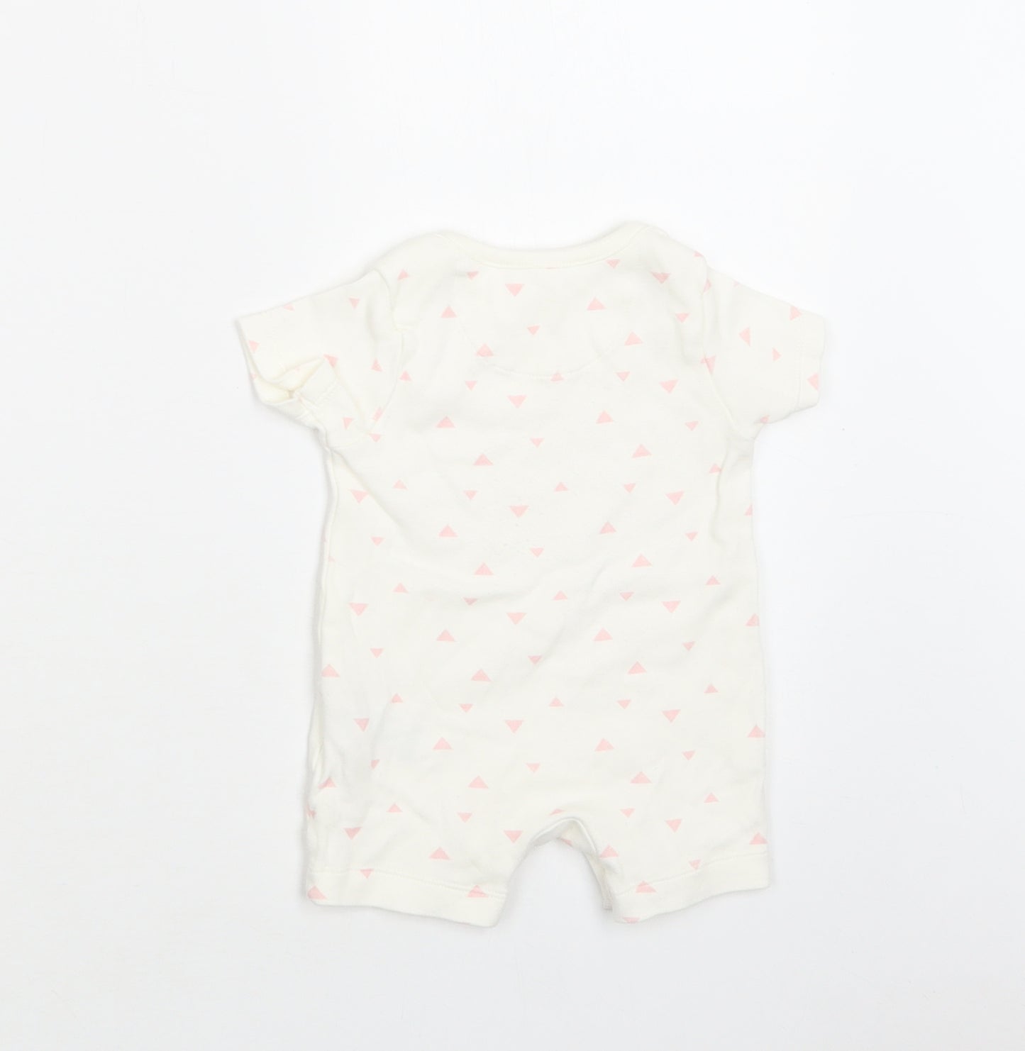 M&S Baby White Geometric Cotton Romper One-Piece Size 0-3 Months  Snap