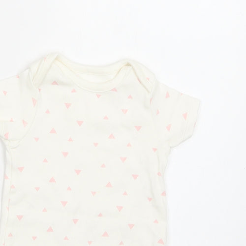M&S Baby White Geometric Cotton Romper One-Piece Size 0-3 Months  Snap