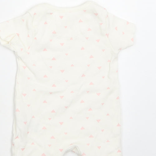 M&S Baby White Geometric Cotton Romper One-Piece Size 0-3 Months  Snap