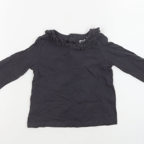 F&F Baby Grey  Cotton Basic Blouse Size 3-6 Months Crew Neck Snap