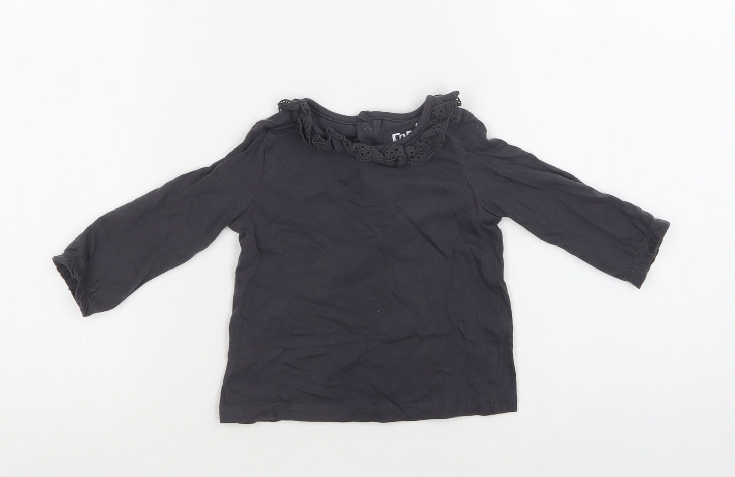 F&F Baby Grey  Cotton Basic Blouse Size 3-6 Months Crew Neck Snap