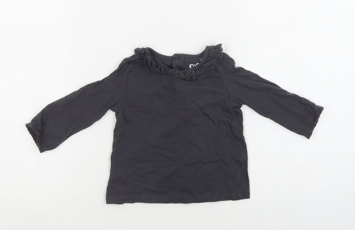 F&F Baby Grey  Cotton Basic Blouse Size 3-6 Months Crew Neck Snap