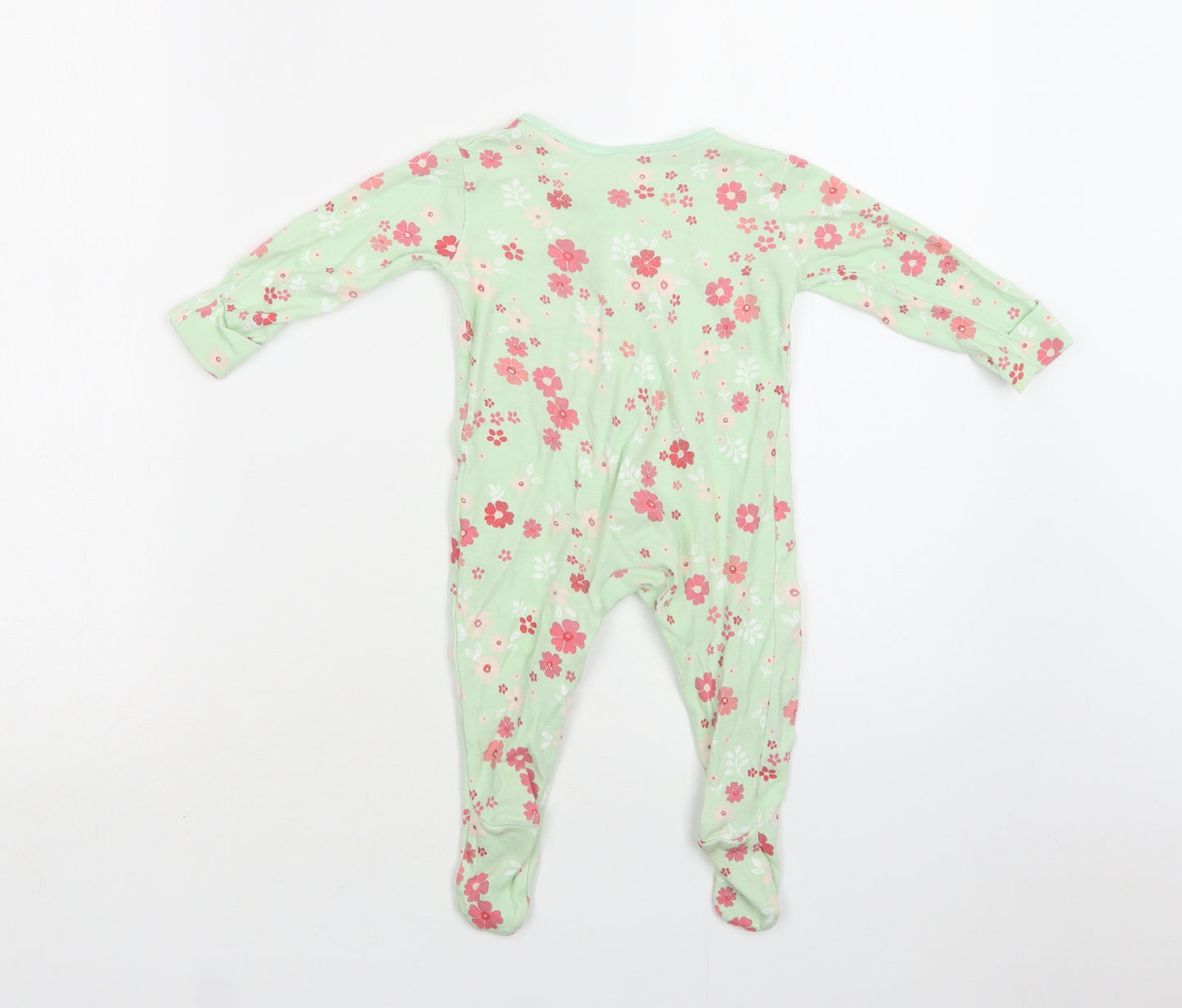 George Baby Green Floral Cotton Babygrow One-Piece Size 3-6 Months  Snap
