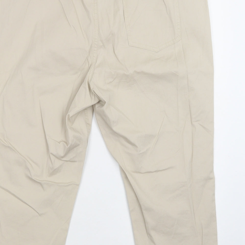 F&F Womens Beige  Cotton Cropped Trousers Size 16 L22 in Regular Button