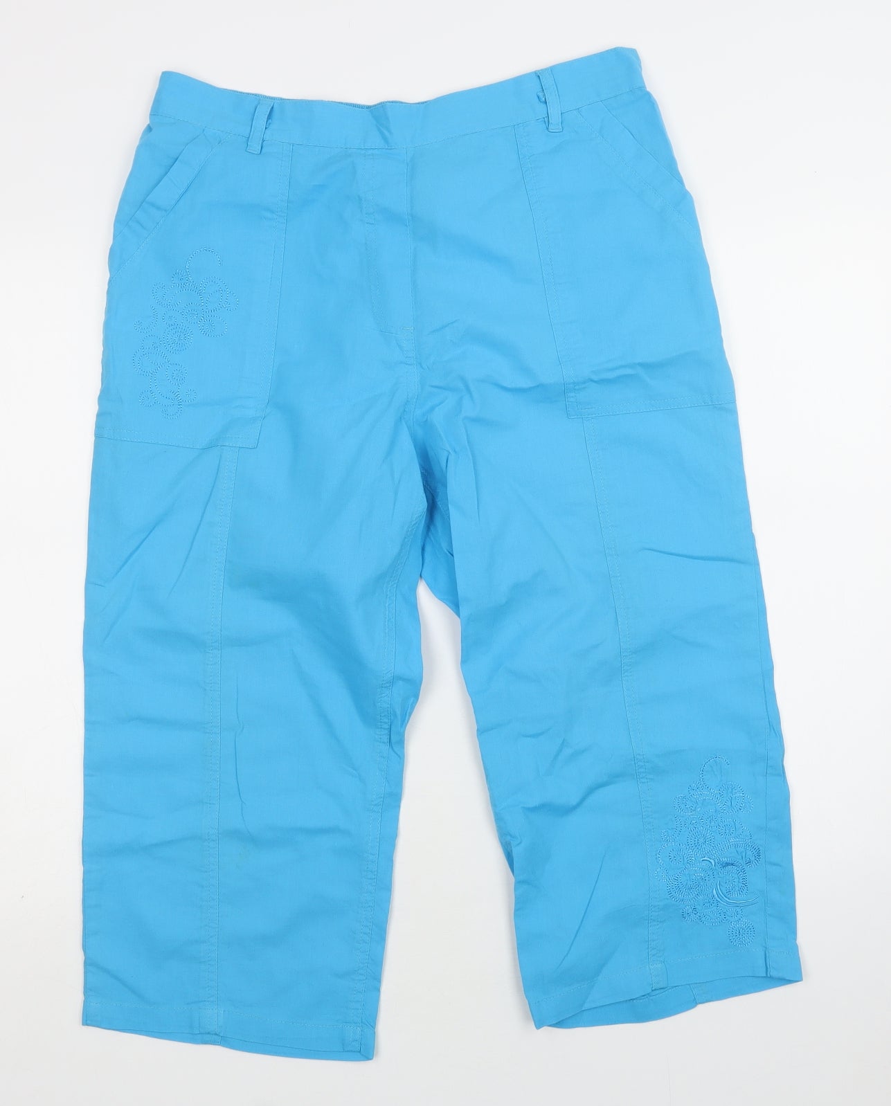 Being Casual Womens Blue  Cotton Cropped Trousers Size 16 L22 in Regular