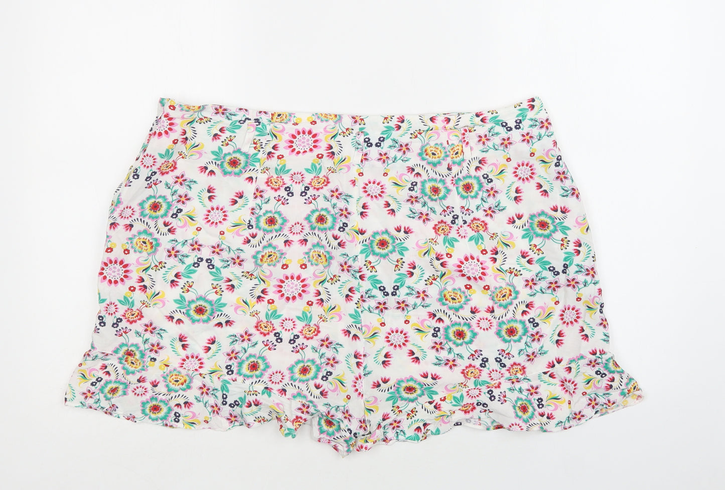 TU Womens White Floral Viscose Culotte Shorts Size 18 L3 in Regular Zip