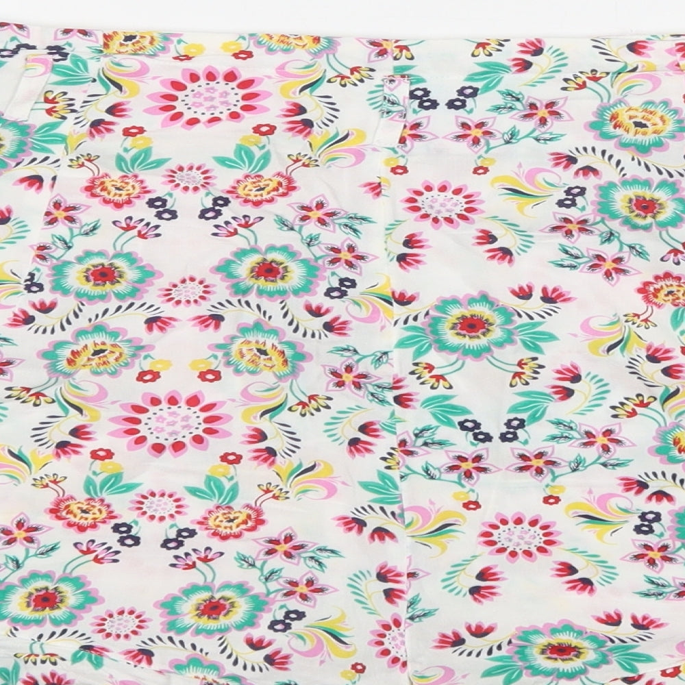 TU Womens White Floral Viscose Culotte Shorts Size 18 L3 in Regular Zip