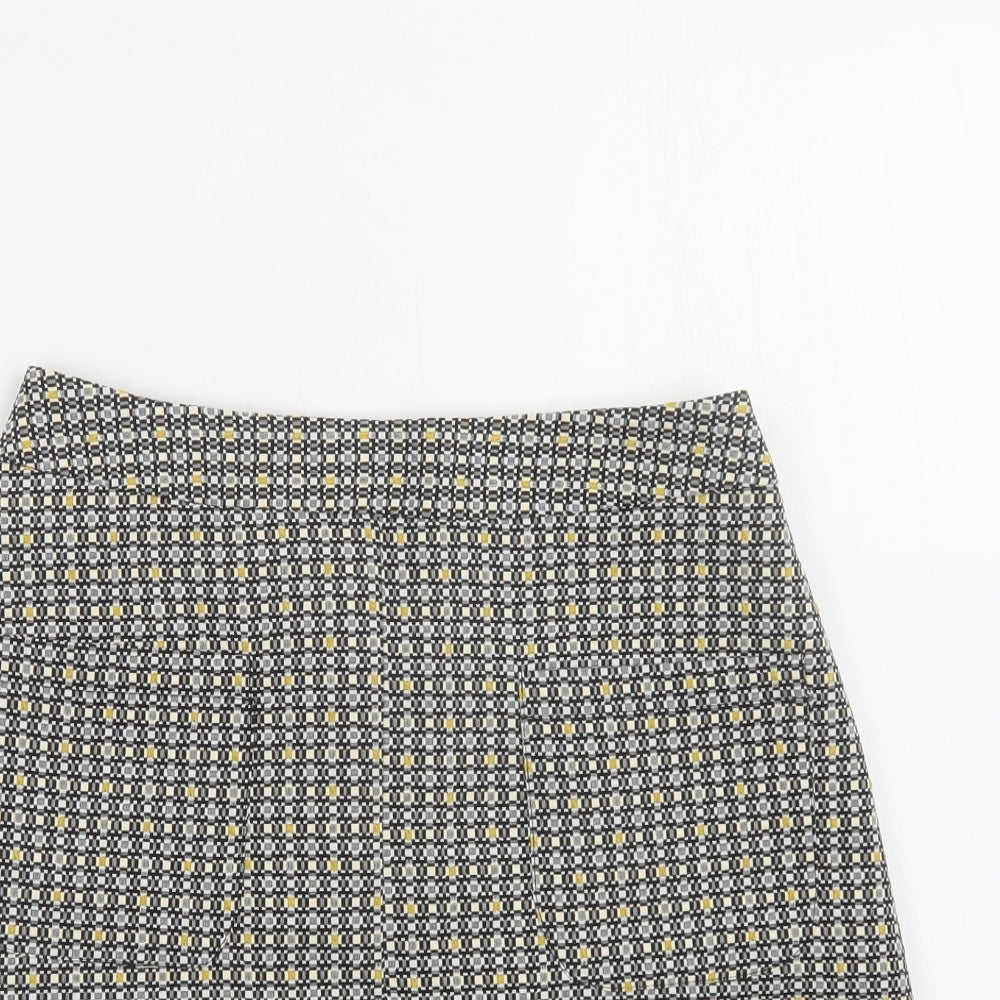 New Look Womens Grey Geometric Polyester Mini Skirt Size 8   Zip