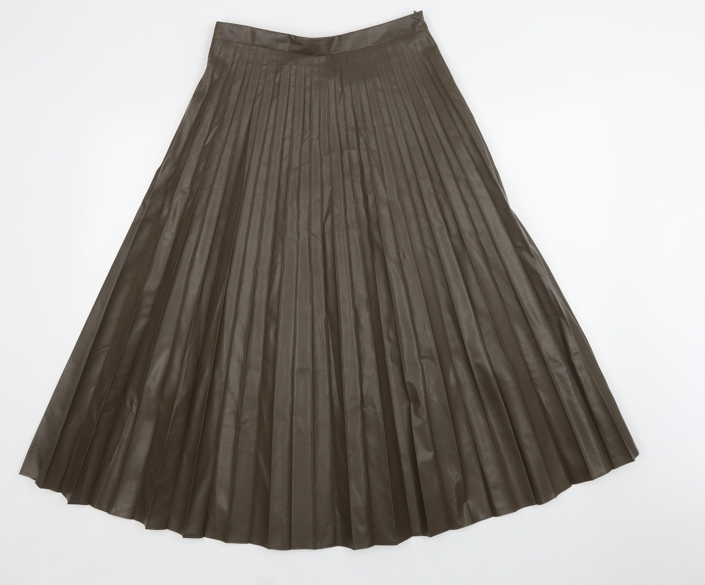 F&F Womens Green  Polyurethane A-Line Skirt Size 8   Zip
