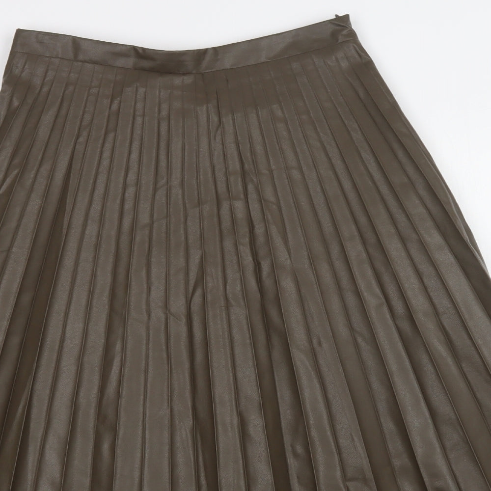 F&F Womens Green  Polyurethane A-Line Skirt Size 8   Zip