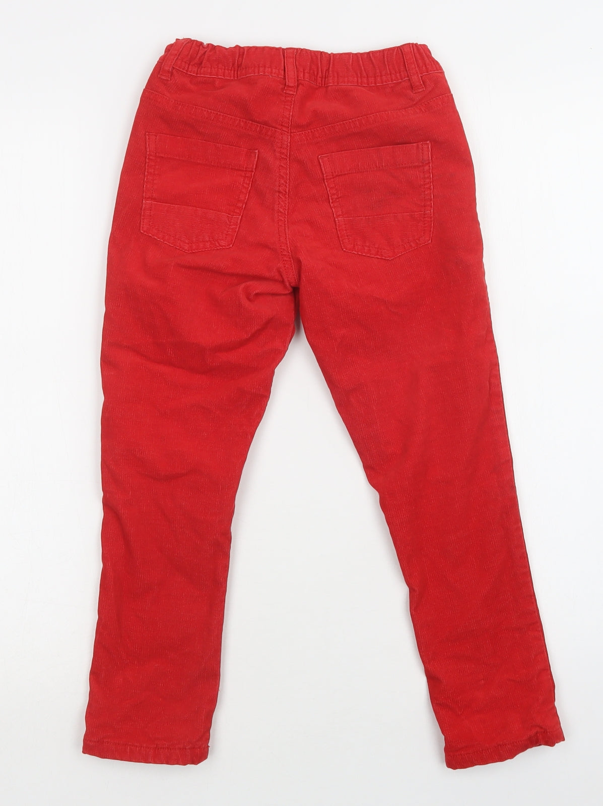 M&S Girls Red  Cotton Straight Jeans Size 6-7 Years  Regular Button