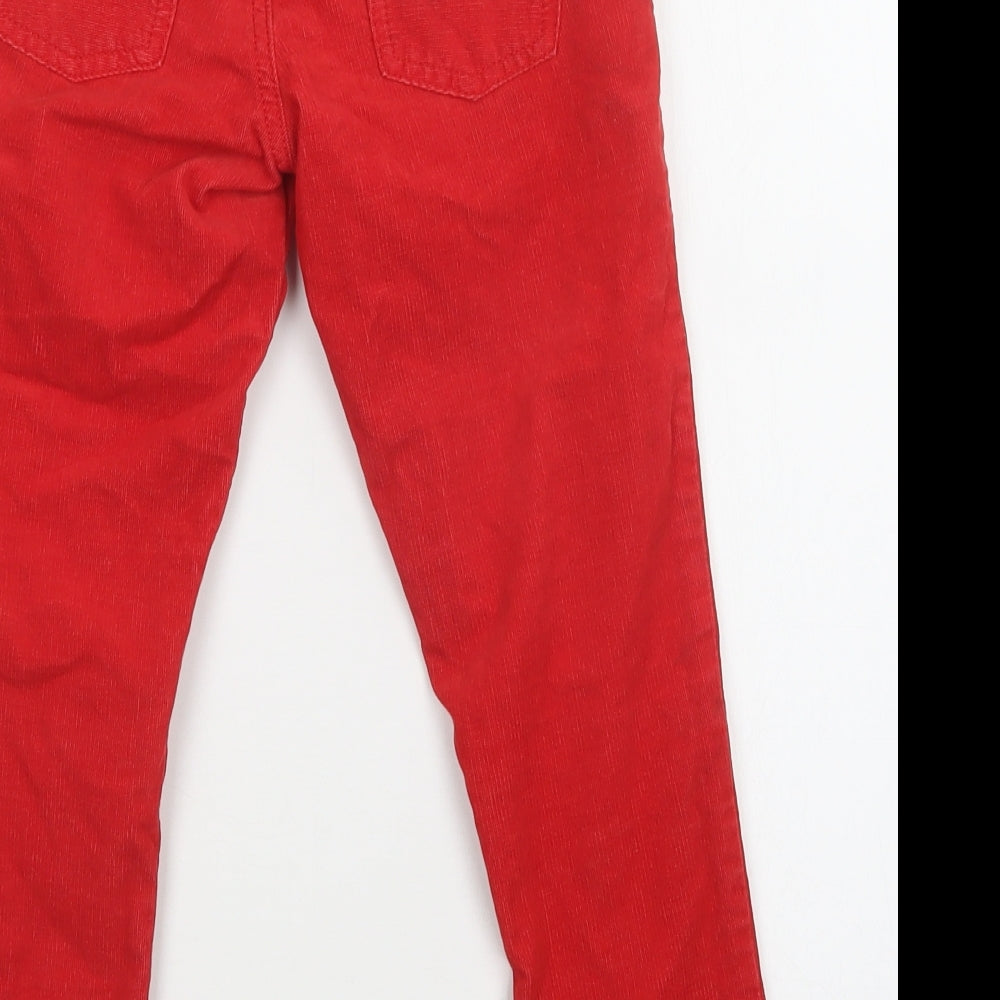 M&S Girls Red  Cotton Straight Jeans Size 6-7 Years  Regular Button