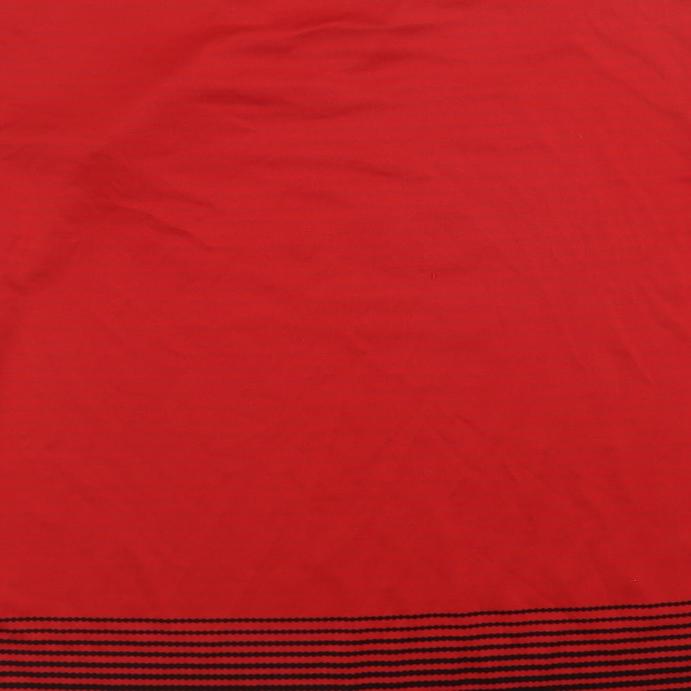 adidas Mens Red Striped Polyester  T-Shirt Size XL V-Neck  - Manchester United FC