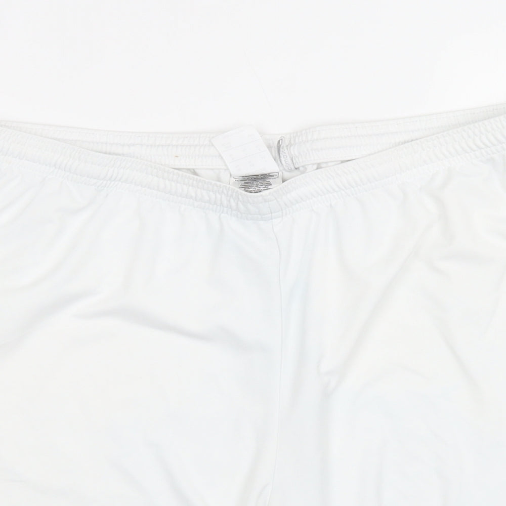 adidas Mens White Striped Polyester Bermuda Shorts Size XL L6 in Regular Drawstring