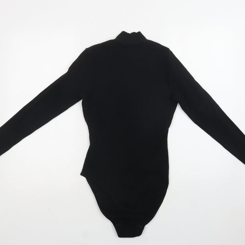 M&S Womens Black  Cotton Bodysuit One-Piece Size 16  Snap