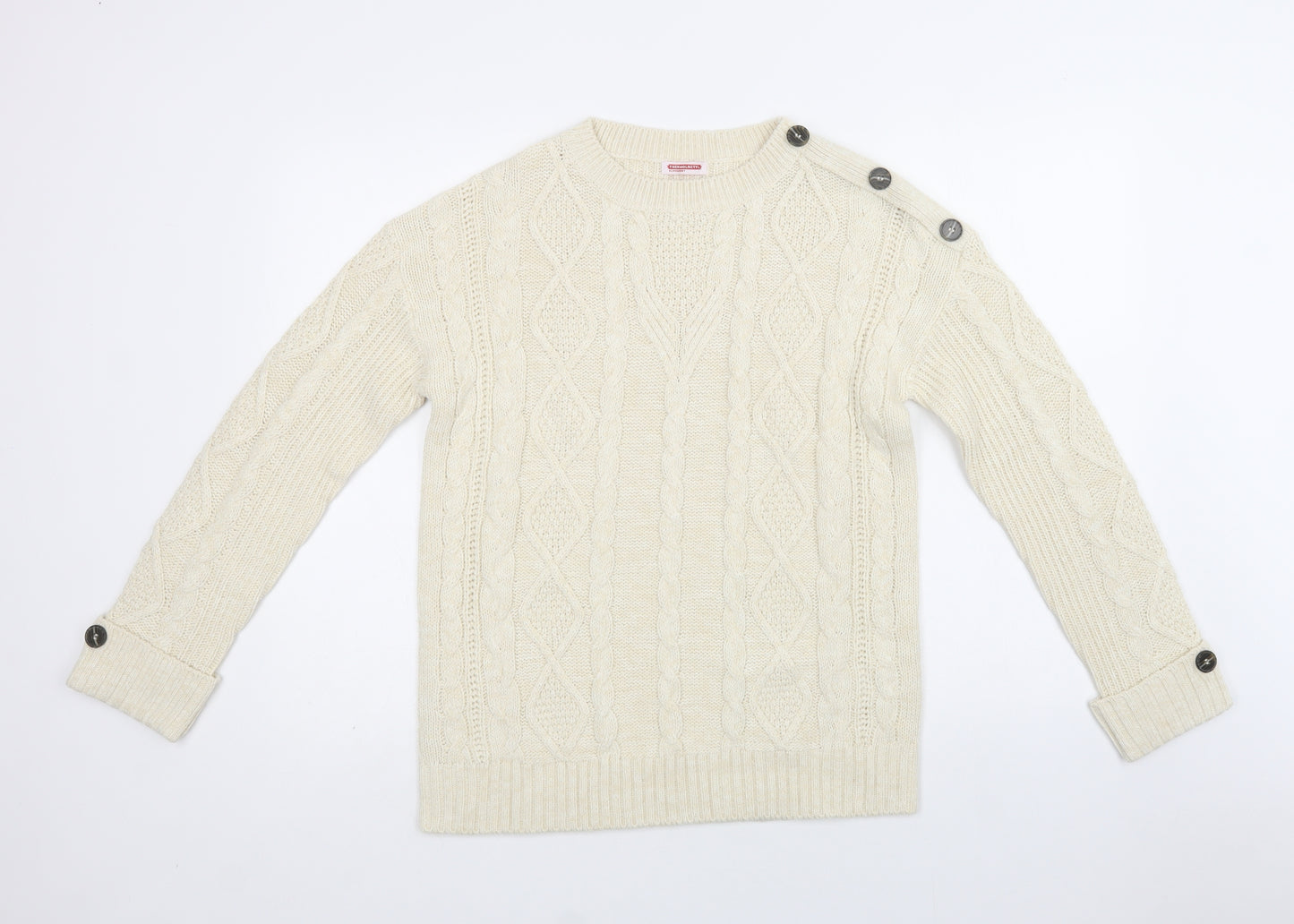 Damart Womens Ivory Crew Neck  Acrylic Pullover Jumper Size 12