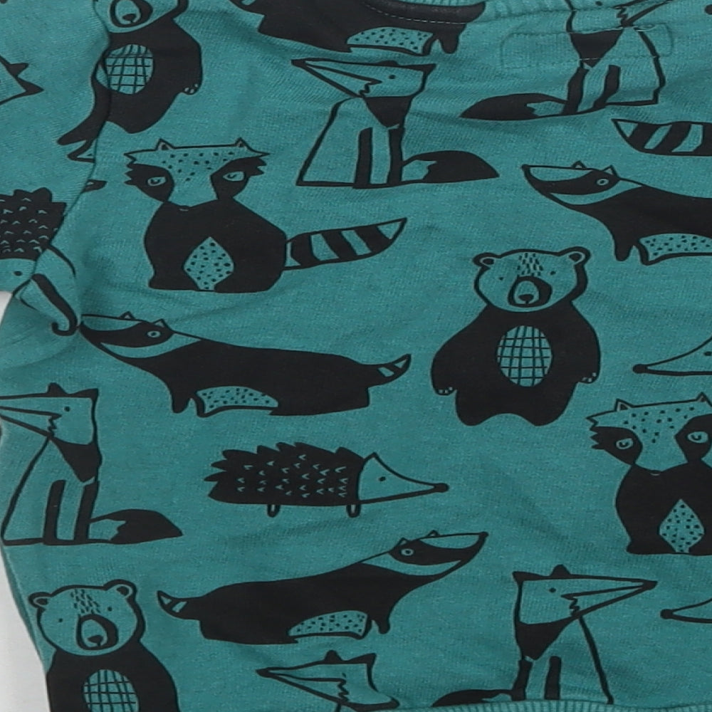 NEXT Boys Green Geometric Cotton Pullover Sweatshirt Size 3-4 Years   - Cute Animals Print