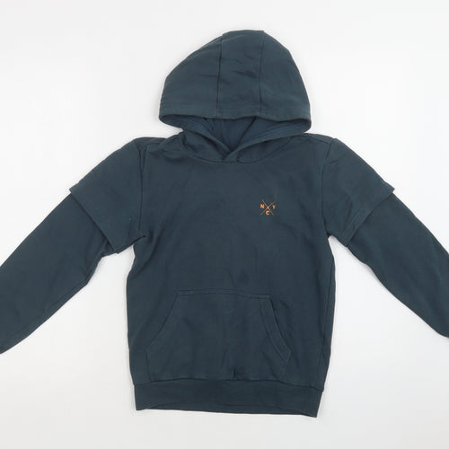 Matalan Boys Green  Cotton Pullover Hoodie Size 9 Years