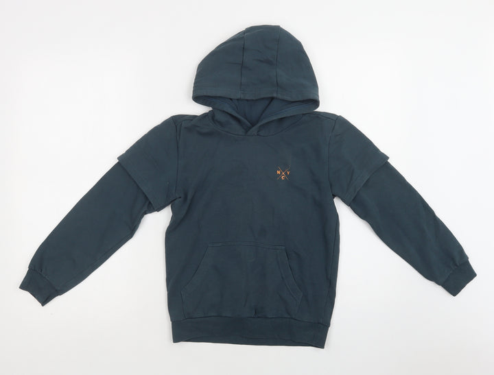 Matalan Boys Green  Cotton Pullover Hoodie Size 9 Years