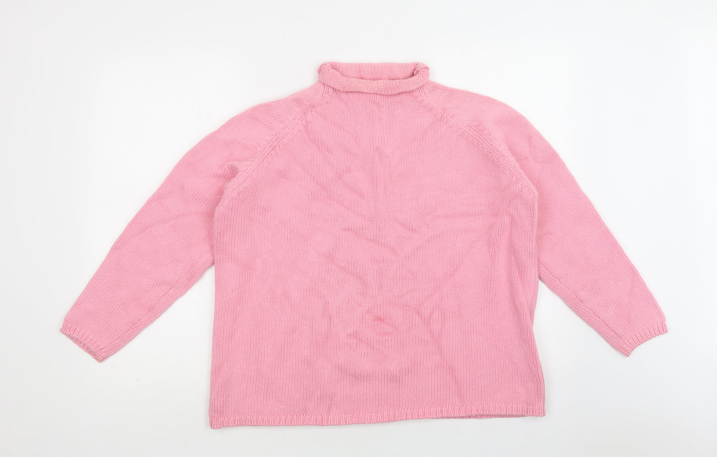 M&S Womens Pink Roll Neck  Cotton Pullover Jumper Size 18