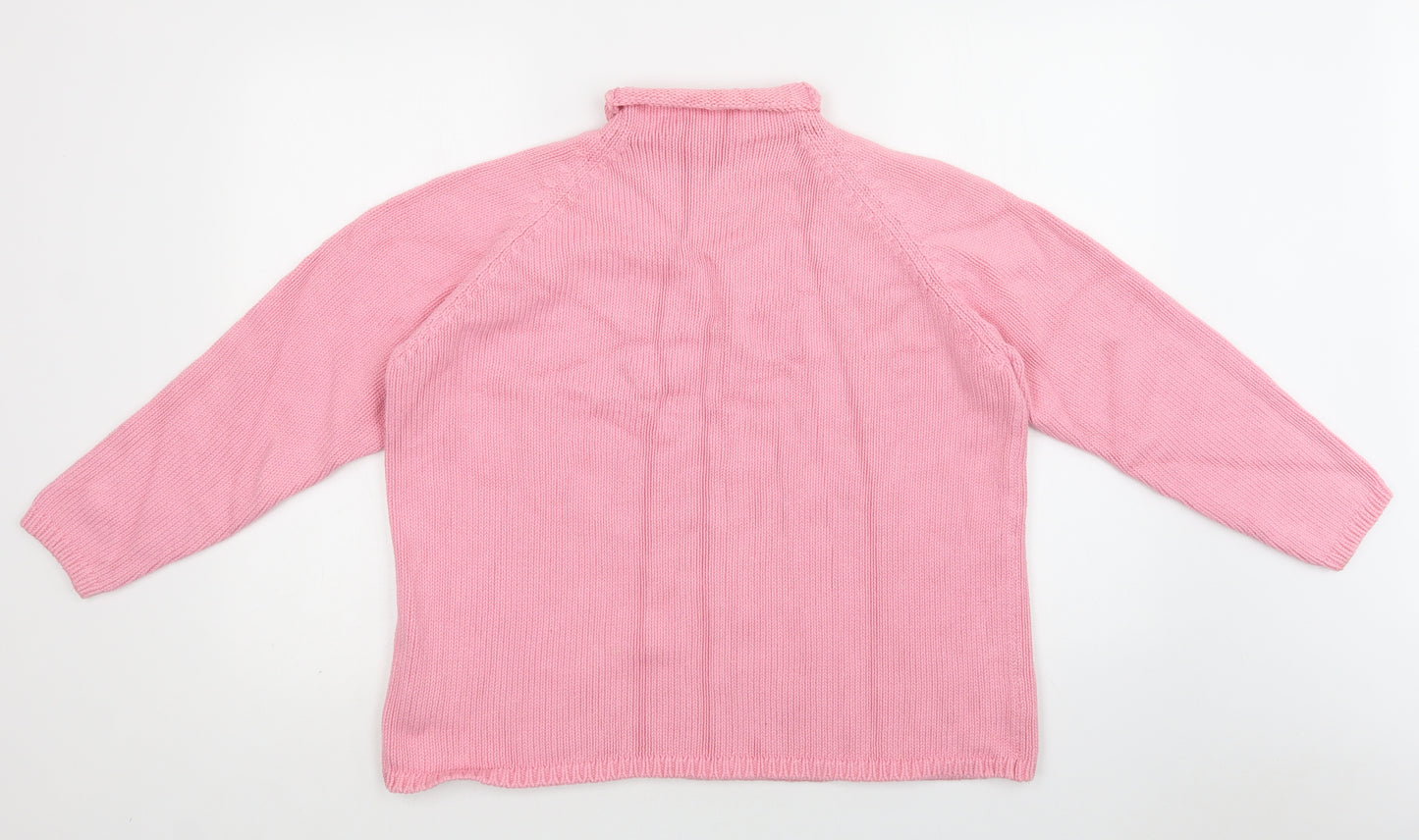 M&S Womens Pink Roll Neck  Cotton Pullover Jumper Size 18