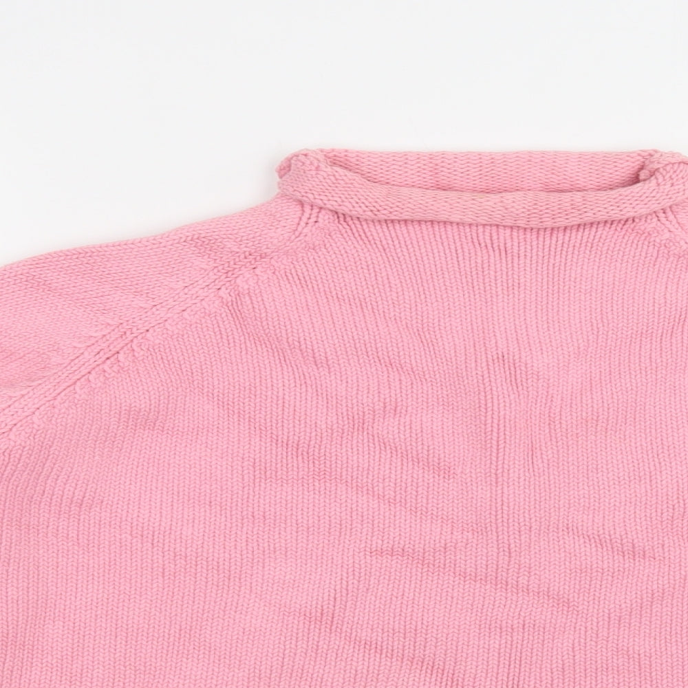 M&S Womens Pink Roll Neck  Cotton Pullover Jumper Size 18