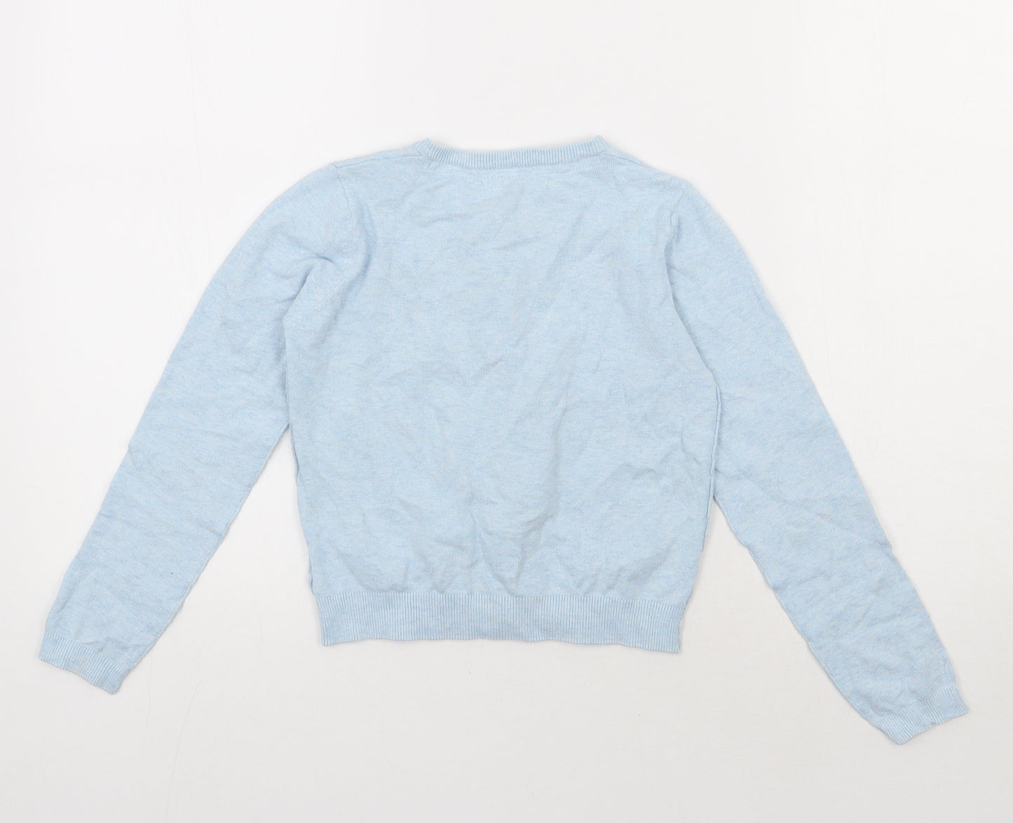 NEXT Girls Blue Round Neck  Cotton Cardigan Jumper Size 8 Years  Button