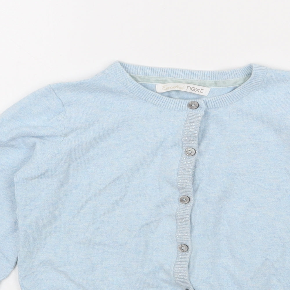 NEXT Girls Blue Round Neck  Cotton Cardigan Jumper Size 8 Years  Button