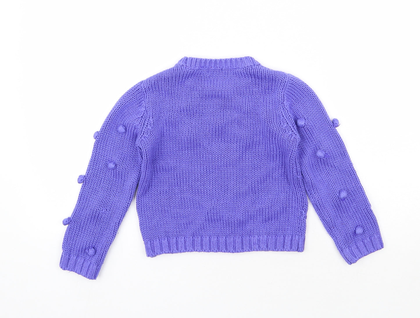 NEXT Girls Purple Crew Neck  Acrylic Pullover Jumper Size 5 Years  Pullover - pom pom detail