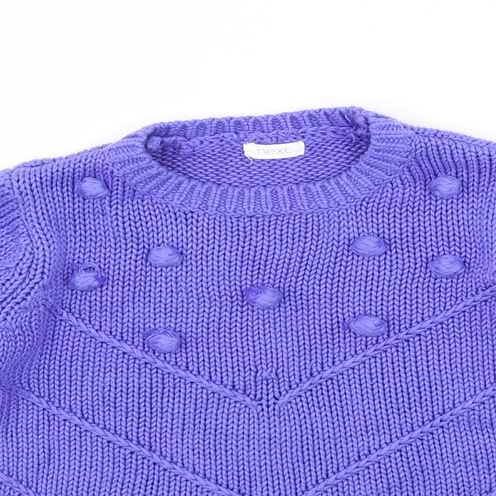 NEXT Girls Purple Crew Neck  Acrylic Pullover Jumper Size 5 Years  Pullover - pom pom detail