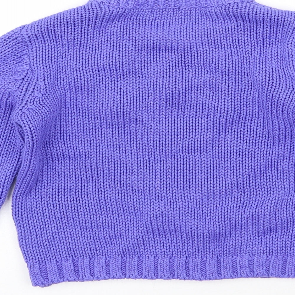 NEXT Girls Purple Crew Neck  Acrylic Pullover Jumper Size 5 Years  Pullover - pom pom detail