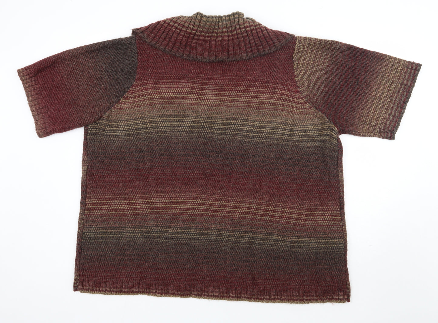 Preworn Womens Brown Collared Striped Acrylic Cardigan Jumper Size 4XL