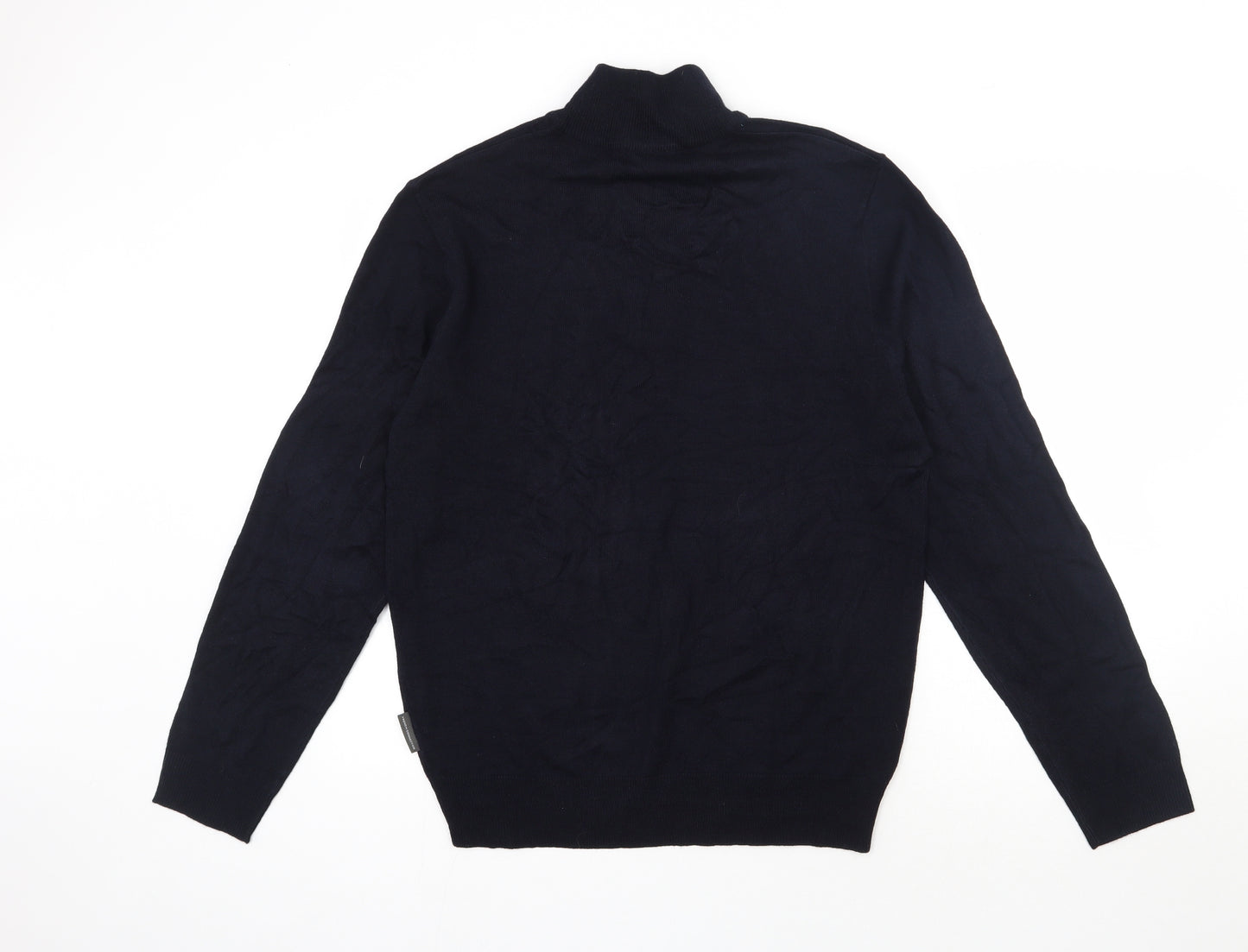 French Connection Mens Blue High Neck  Acrylic Pullover Jumper Size L