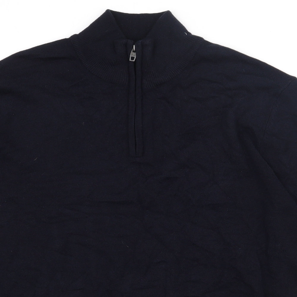 French Connection Mens Blue High Neck  Acrylic Pullover Jumper Size L