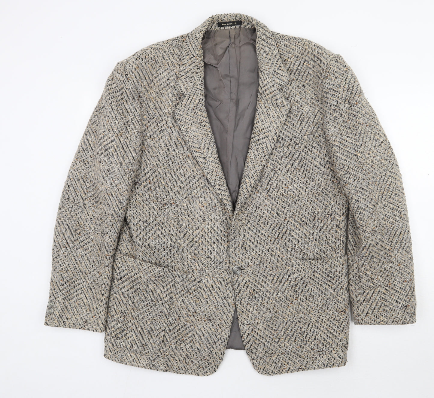 Preworn Mens Beige Striped  Jacket Blazer Size M  Button