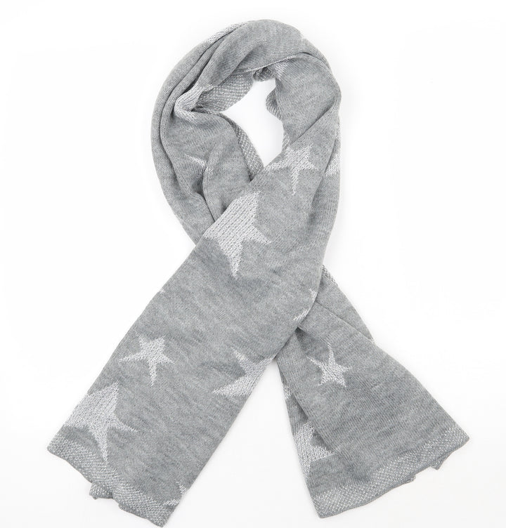 Preworn Womens Grey Geometric Acrylic Scarf - Stars